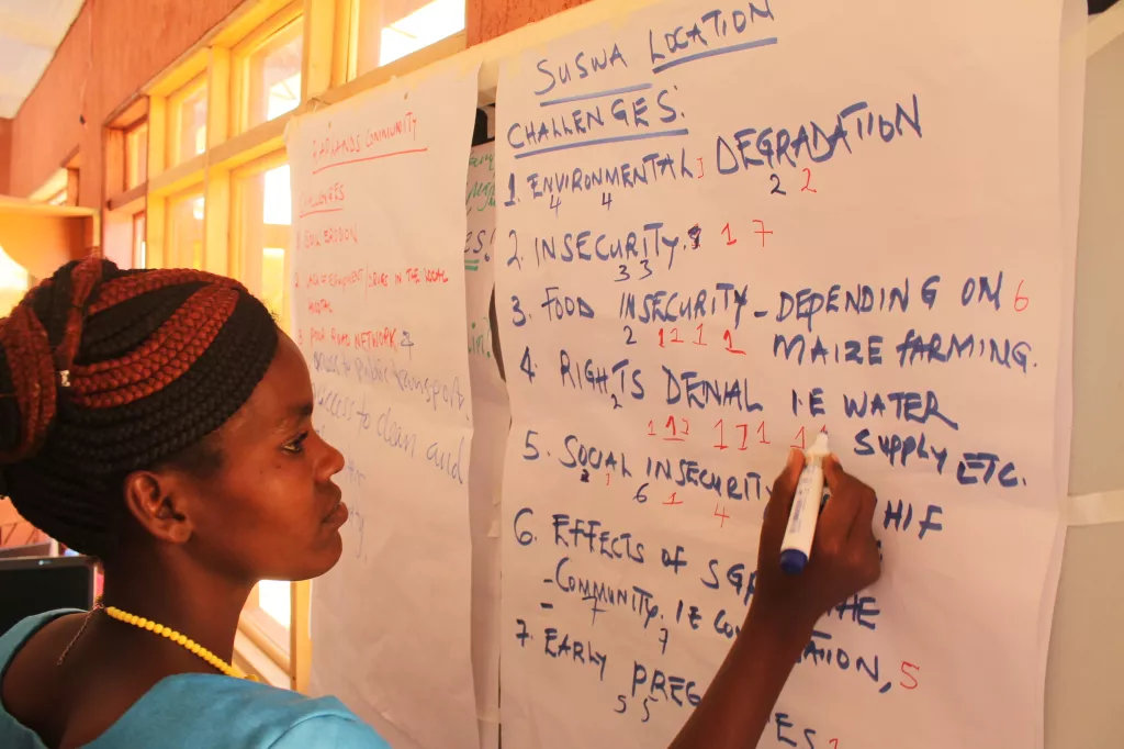 A participant in one of the community trainings in Suswa