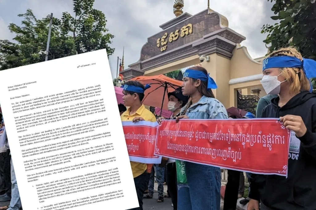 Workers from the food, service, and entertainment sectors participate in the gathering outside the National Assembly on International Labour Day 2023. Their banners ask for consideration of labour rights across all sectors.