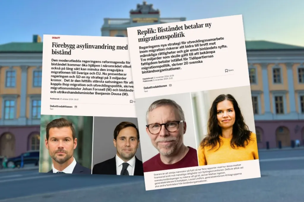 Skärmdump på debattartiklar i Dagens Industri