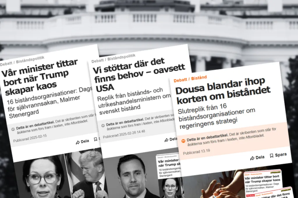 Skärmdumpar på debattartiklar i Aftonbladet.
