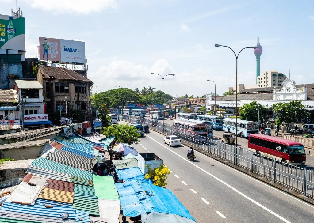 Street with cars in Colombo Sri Lanka