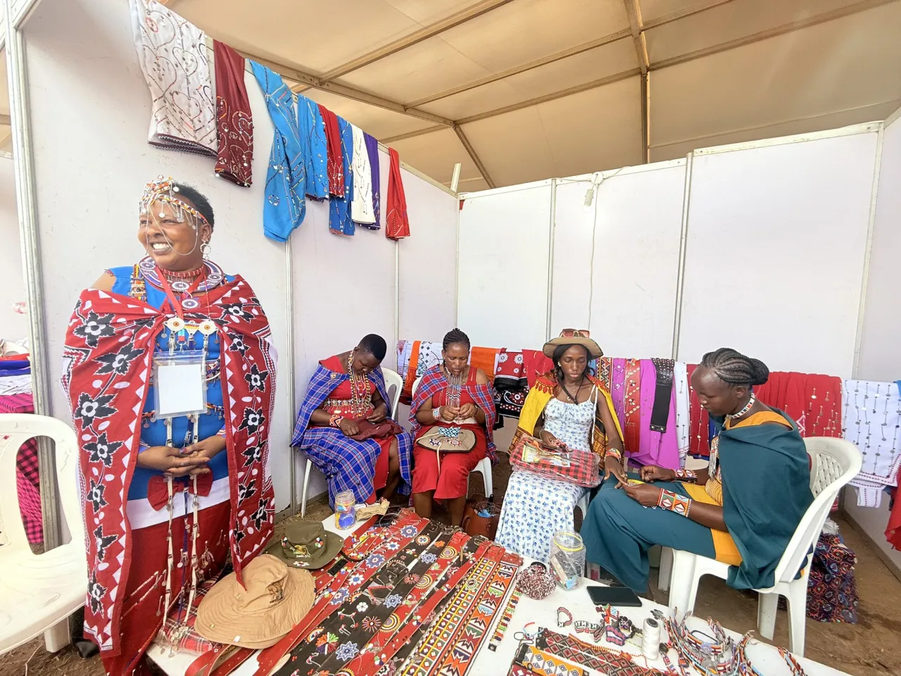 Figure 3: Women engaged by Enkakenya Sidai Initiative displaying their beadwork during the 2025 Maa Festival in Kajiado County.