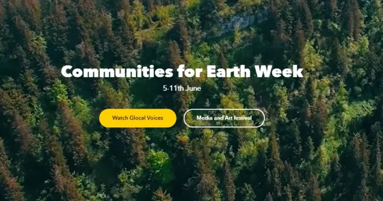A picture of forest with the text Earth Week
