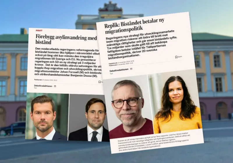 Skärmdump på debattartiklar i Dagens Industri