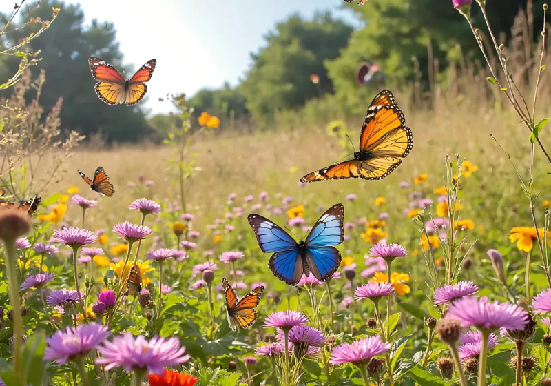 AI Generated Image of Butterflies in a Field