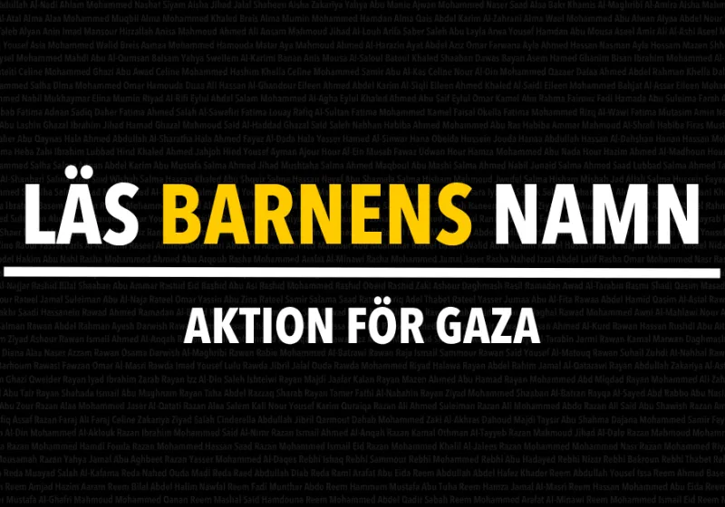 Läs barnens namn: Aktion för Gaza