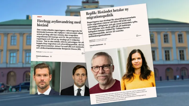 Skärmdump på debattartiklar i Dagens Industri