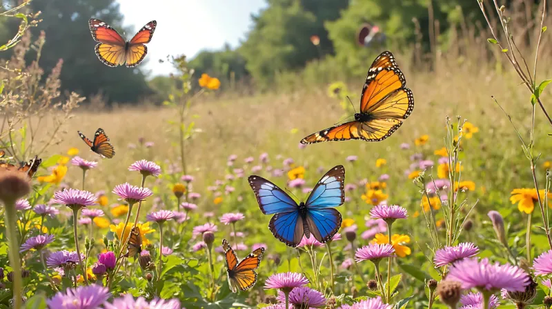 AI Generated Image of Butterflies in a Field