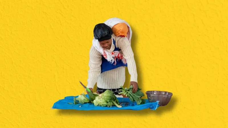 Image of a woman selling groceries